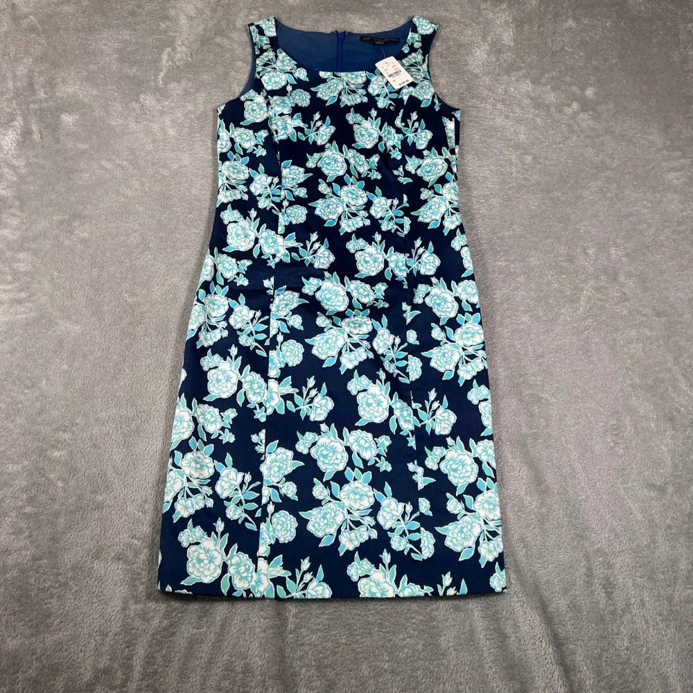 Brooks Brothers Dress Womens Floral Print Sleeveless Petite Size 4 Blue NEW